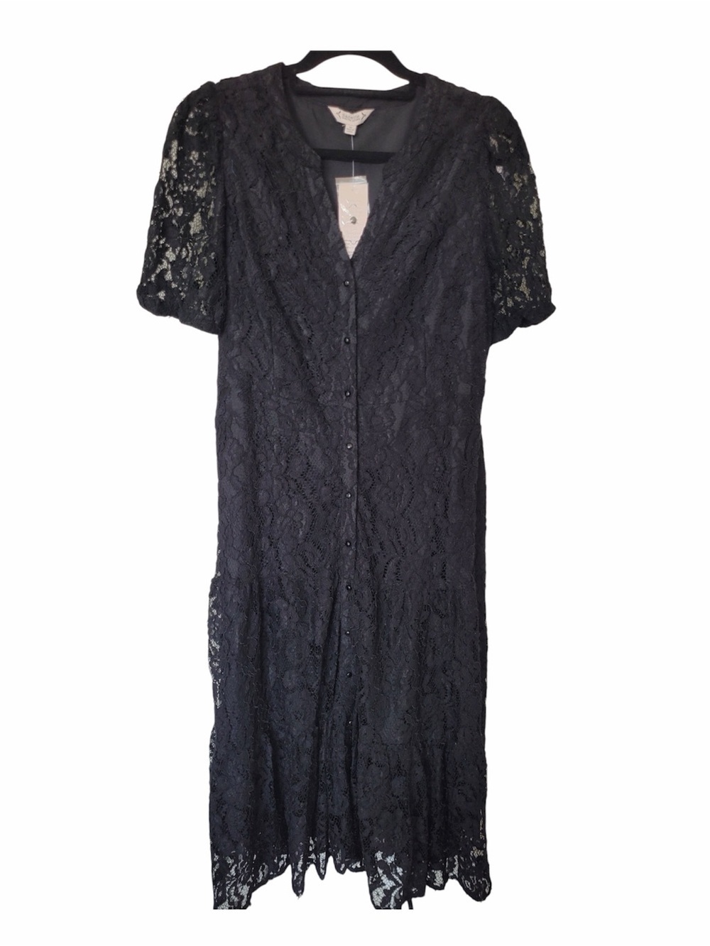 ✅ NWT Nanette Lepore Black Lace Midi Dress with belt size 12